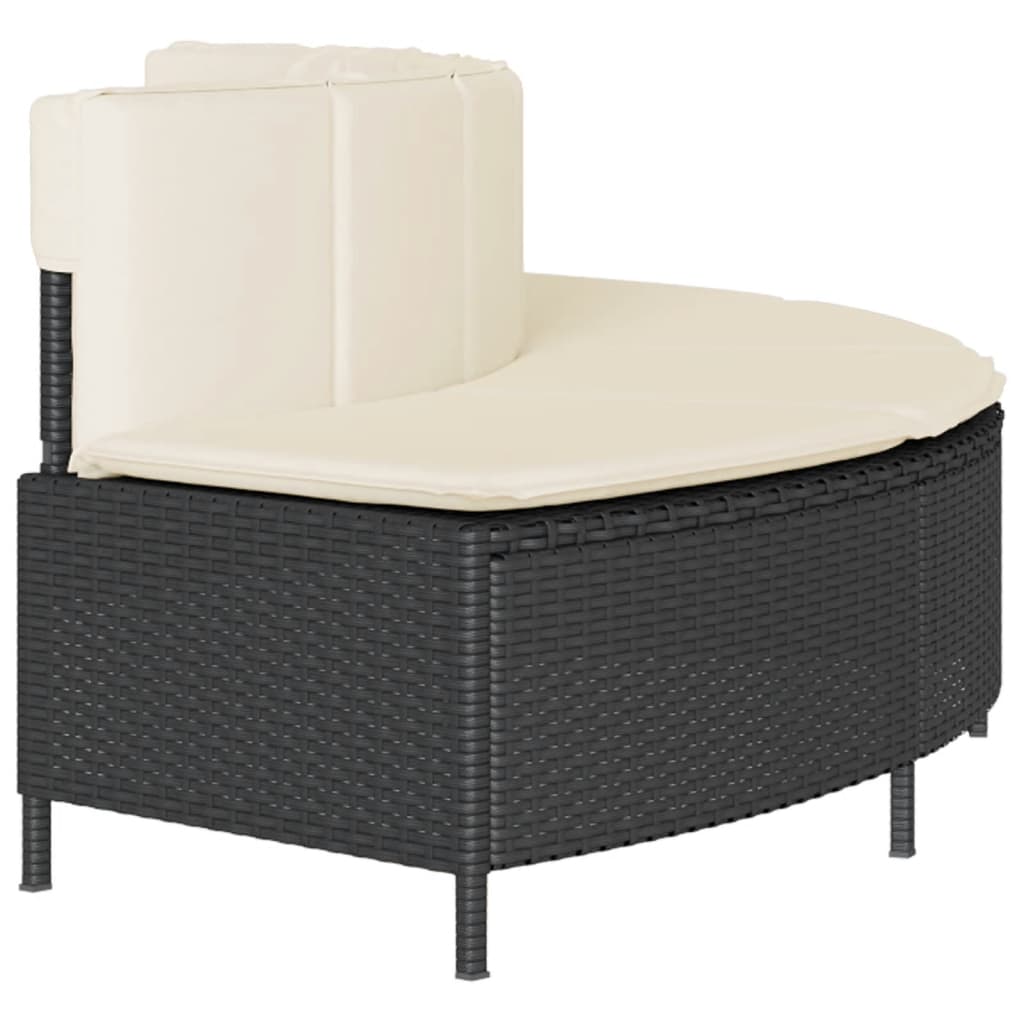 Bancs de spa avec coussins 2 pcs noir résine tressée