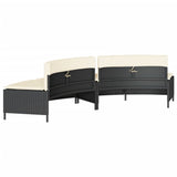 Bancs de spa avec coussins 2 pcs noir résine tressée