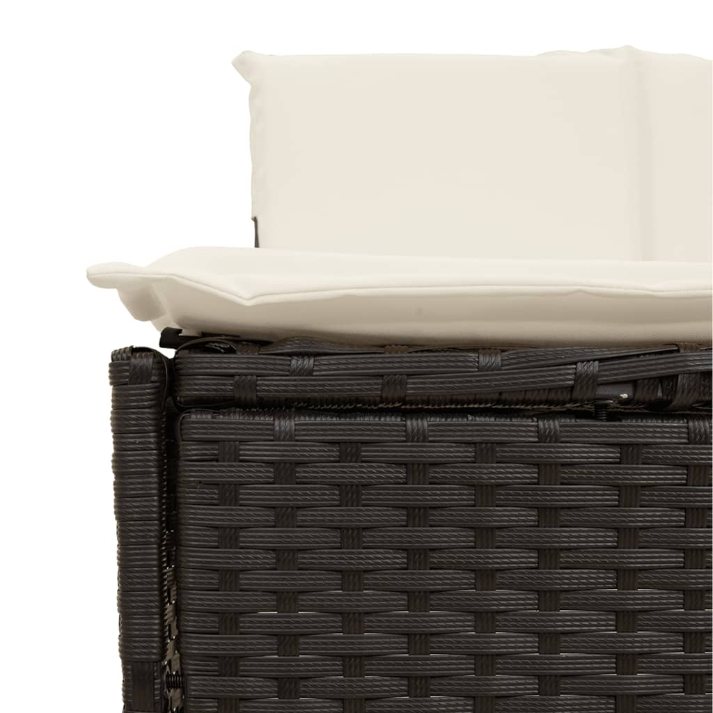 Bancs de spa avec coussins 2 pcs noir résine tressée