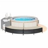 Bancs de spa avec coussins 2 pcs noir résine tressée