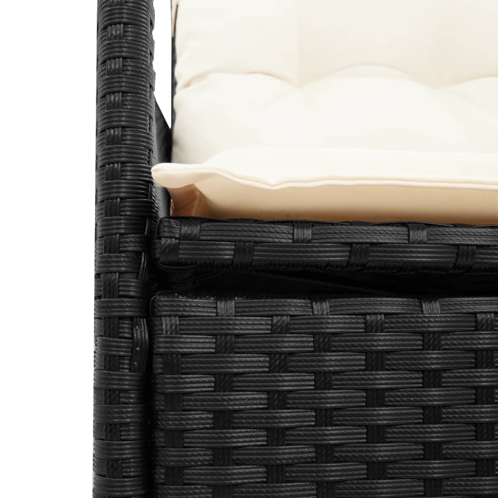 Chaise inclinable de jardin avec coussins noir résine tressée