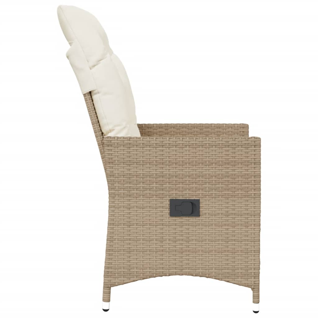 Chaise inclinable de jardin avec coussins beige résine tressée