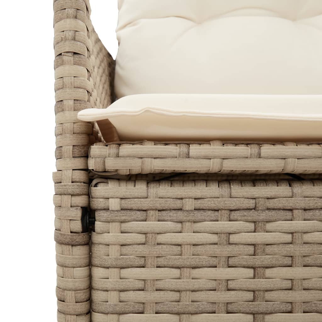 Chaise inclinable de jardin avec coussins beige résine tressée