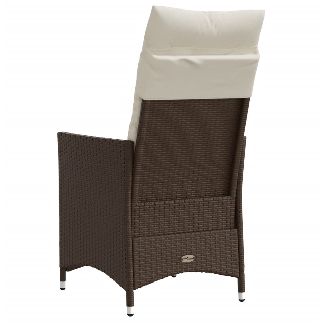 Chaises inclinables de jardin lot de 2 et coussins marron rotin