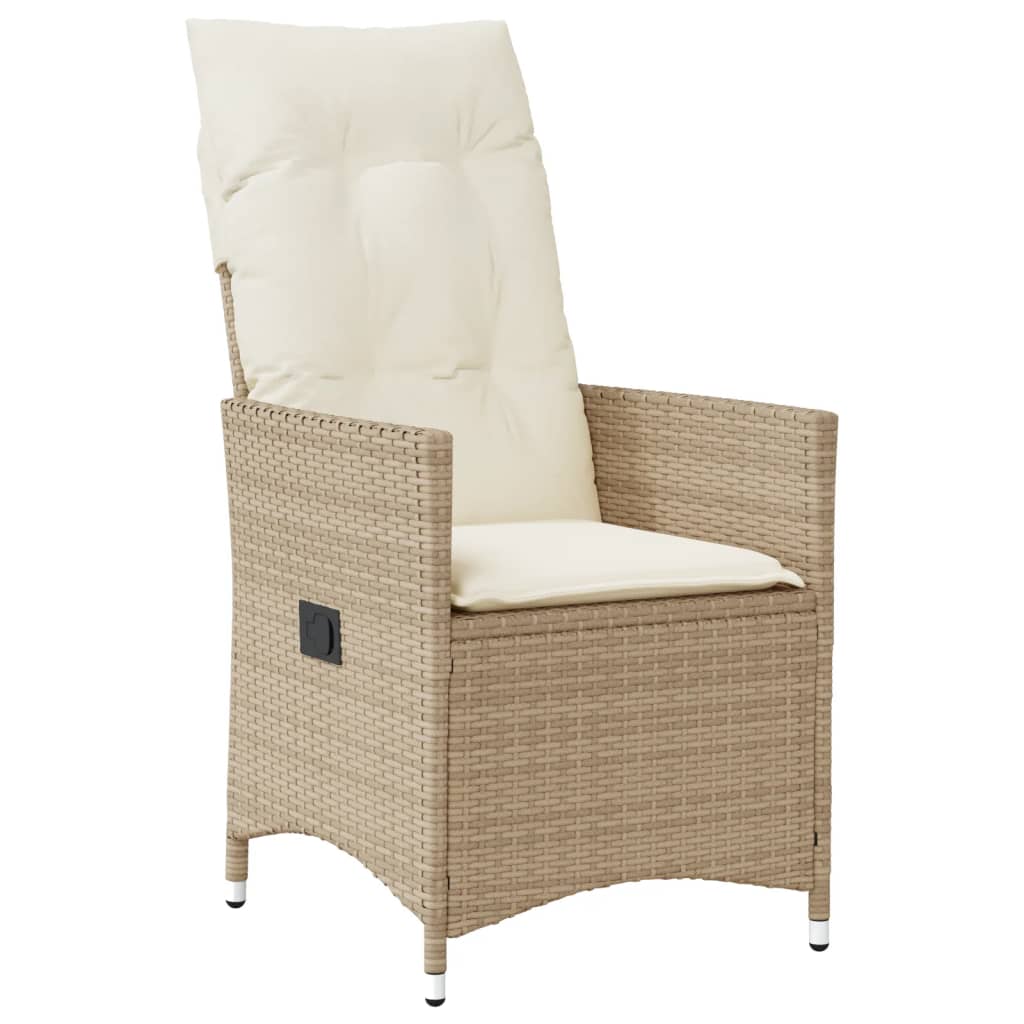 Chaises inclinables de jardin lot de 2 et coussins beige rotin