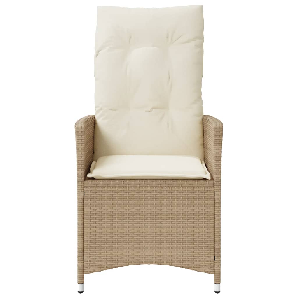 Chaises inclinables de jardin lot de 2 et coussins beige rotin