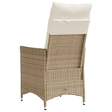 Chaises inclinables de jardin lot de 2 et coussins beige rotin