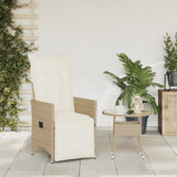 Chaise inclinable de jardin avec coussins beige résine tressée