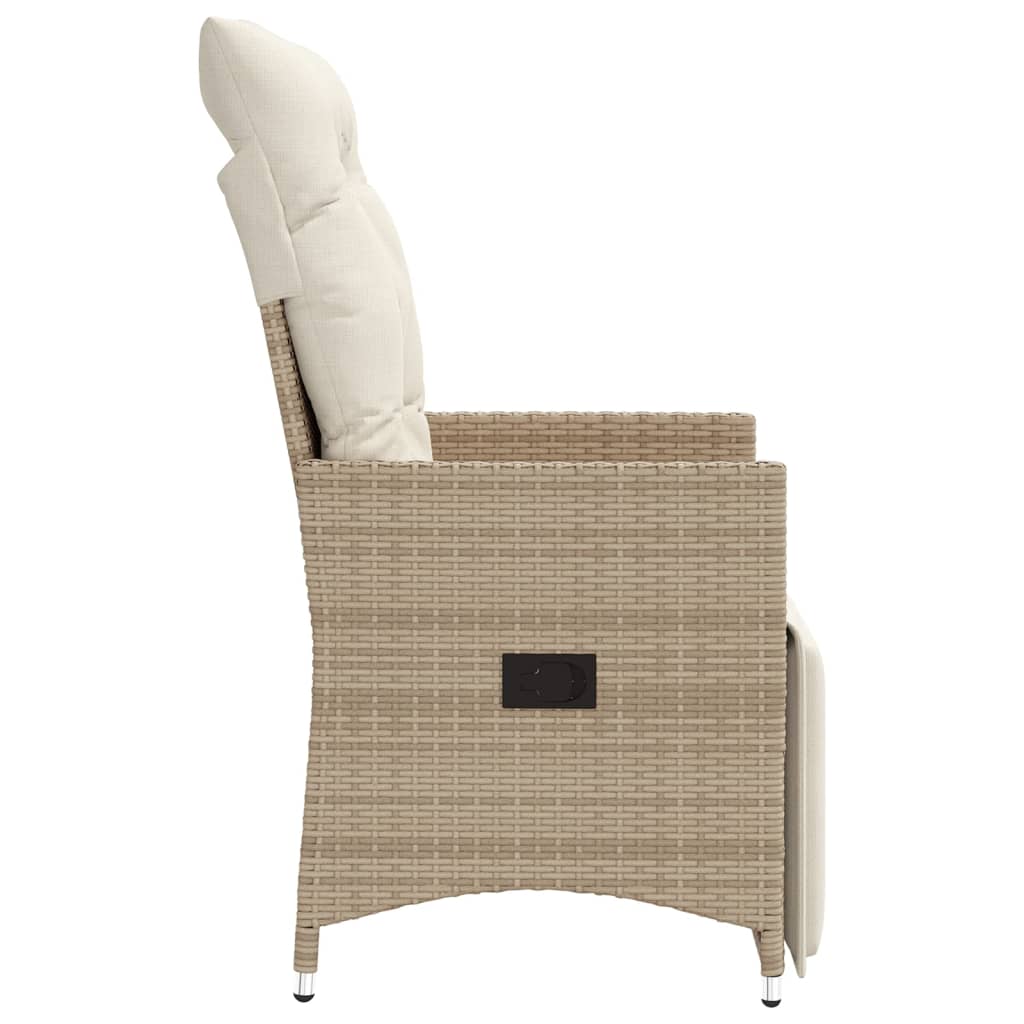 Chaise inclinable de jardin avec coussins beige résine tressée