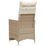 Chaise inclinable de jardin avec coussins beige résine tressée