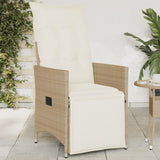 Chaise inclinable de jardin avec coussins beige résine tressée