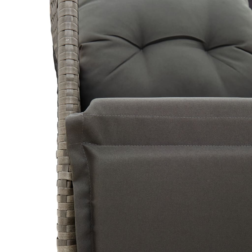 Chaise inclinable de jardin avec coussins gris résine tressée