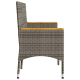 3-seater garden bench with grey resin wicker cushions