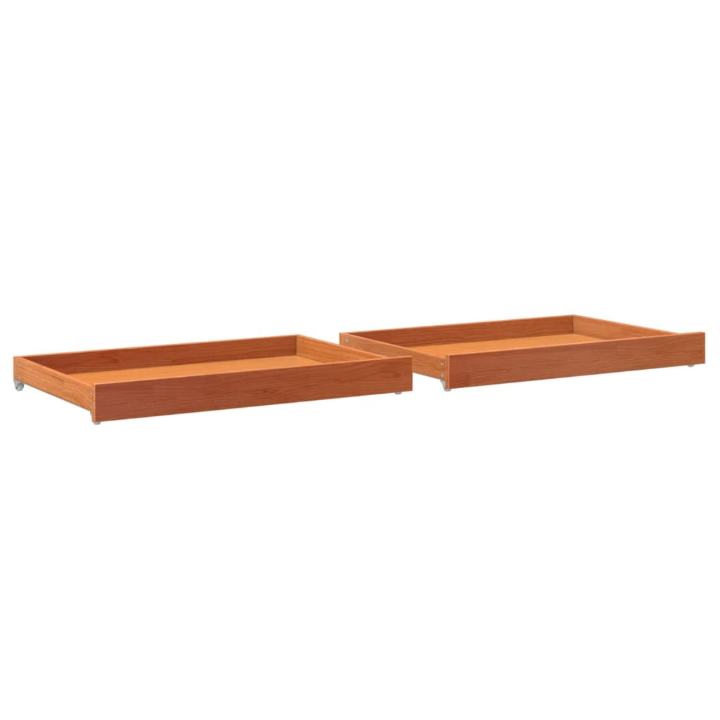 Tiroirs de lit de jour 2 pcs cire marron bois de pin massif