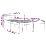 Seniorenbett ohne Matratze 140x190 cm aus massivem Kiefernholz