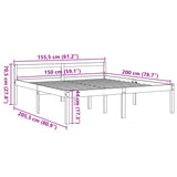 Seniorenbett ohne Matratze 150x200 cm aus massivem Kiefernholz