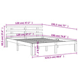 Bed frame with headboard wax brown 120x190cm pine wood