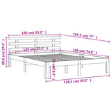 Cadre de lit et tête de lit cire marron 135x190 cm bois de pin