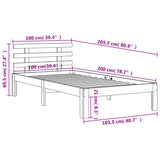 Braunes Wachsbettgestell und Kopfteil 100x200 cm aus Kiefernholz