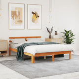 Brown wax bed frame and headboard 140x200 cm pine wood