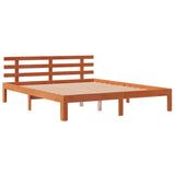 Brown wax bed frame and headboard 160x200 cm pine wood