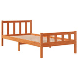 Bed frame with brown wax headboard 75x190 cm pine wood