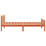 Bed frame with brown wax headboard 75x190 cm pine wood