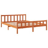 Brown wax bed frame and headboard 160x200 cm pine wood