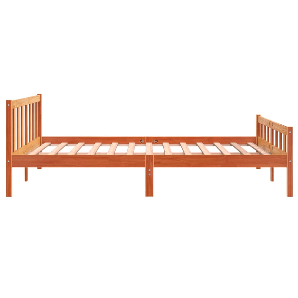 Brown wax bed frame and headboard 180x200 cm pine wood