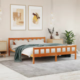 Brown wax bed frame and headboard 180x200 cm pine wood