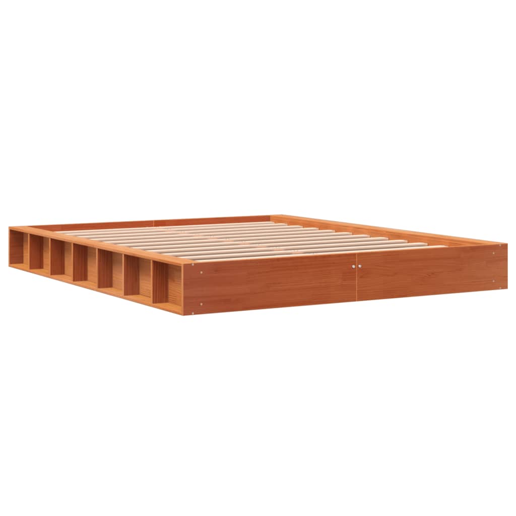 Cadre de lit sans matelas cire marron 160x200cm bois pin massif