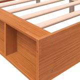 Bed frame without mattress brown wax 150x200cm solid pine wood