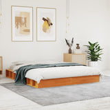 Bed frame without mattress brown wax 150x200cm solid pine wood