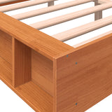 Bed frame without mattress brown wax 140x200cm solid pine wood