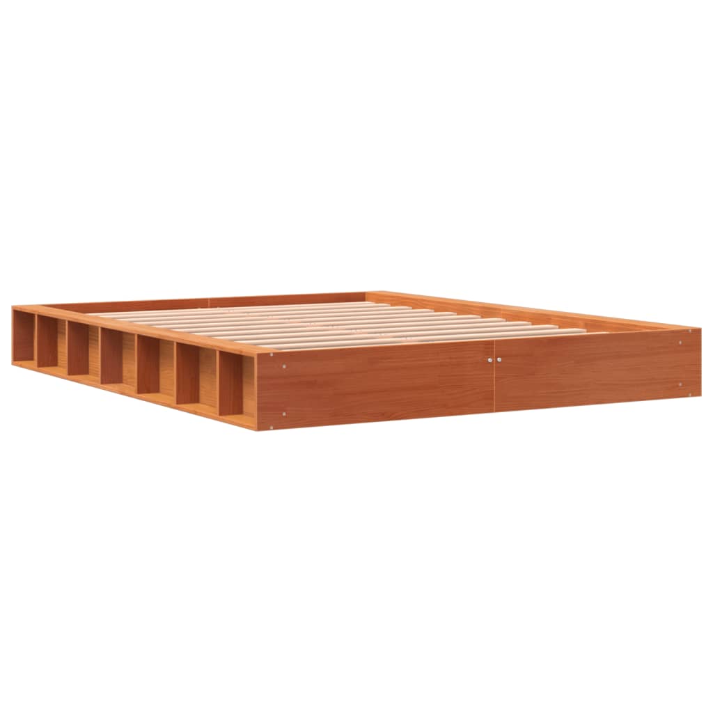 Bed frame without mattress brown wax 120x200cm solid pine wood