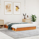 Bed frame without mattress brown wax 120x200cm solid pine wood