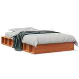 Bed frame without mattress brown wax 100x200cm solid pine wood