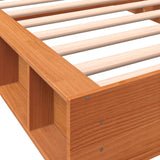 Bed frame without mattress brown wax 100x200cm solid pine wood