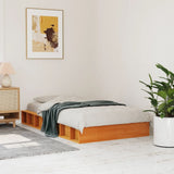 Bed frame without mattress brown wax 75x190 cm solid pine wood