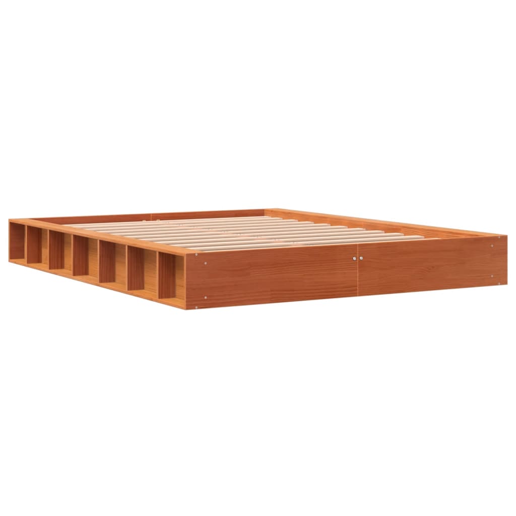 Cadre de lit sans matelas cire marron 120x190cm bois pin massif