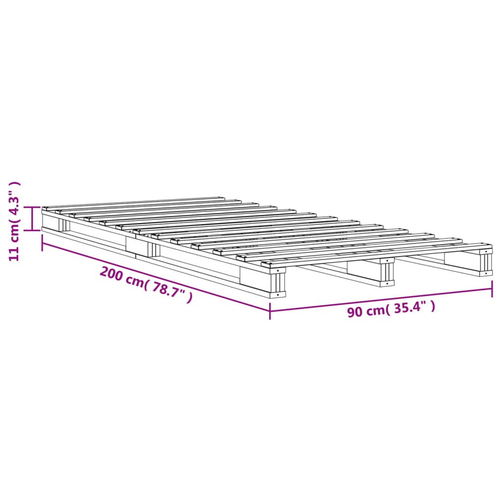 Pallet bed without mattress 90x200 cm solid pine wood