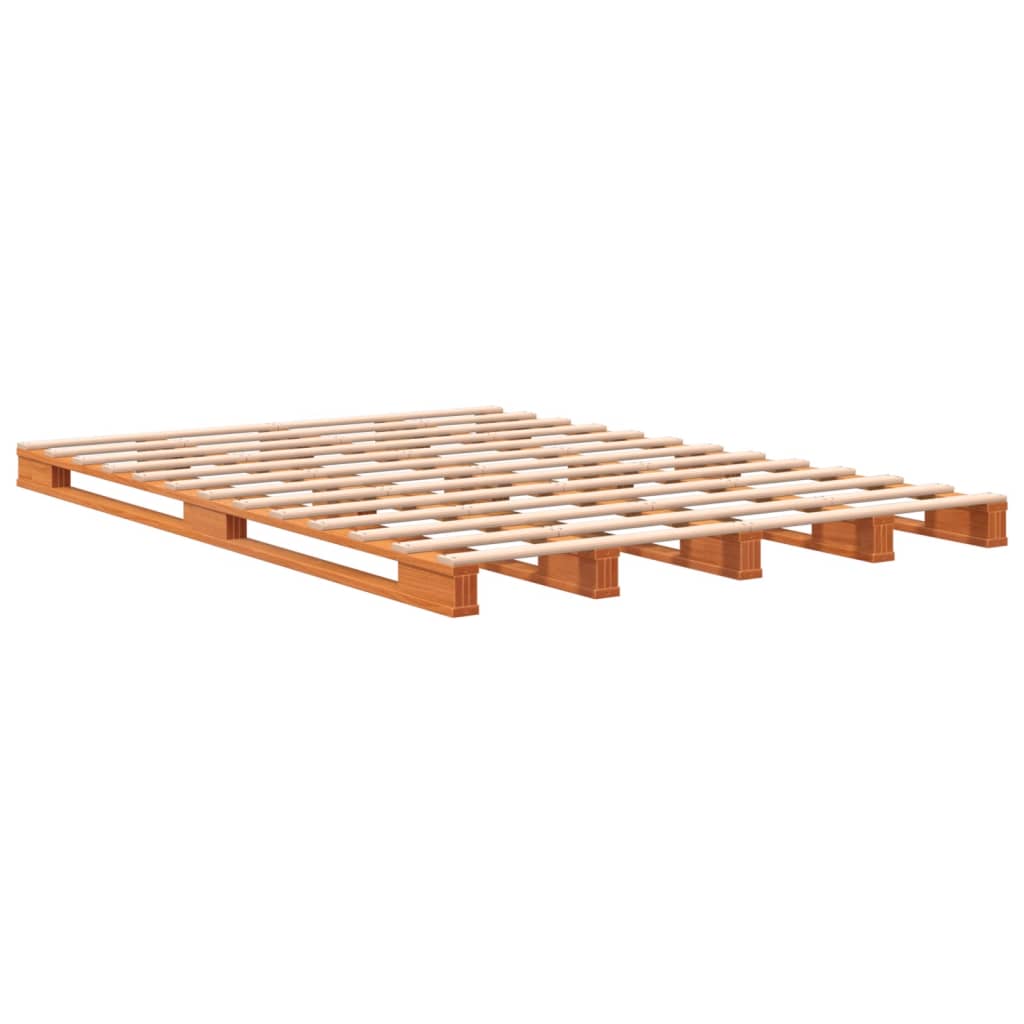 Pallet bed without brown wax mattress 140x200 cm solid pine