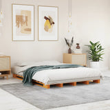 Pallet bed without brown wax mattress 140x200 cm solid pine