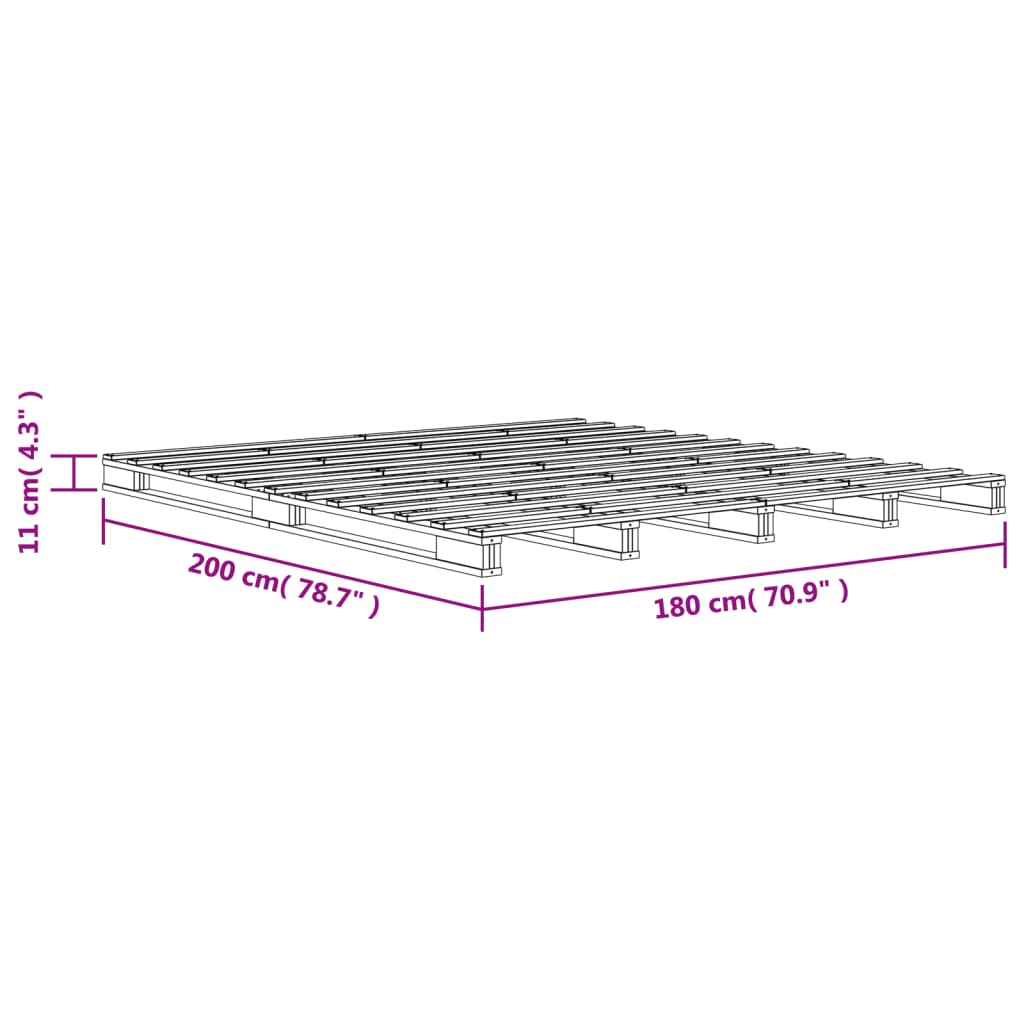 Pallet bed without mattress brown wax 180x200 cm solid pine