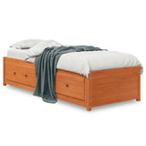 Day bed without mattress brown wax 80x200 cm solid pine wood