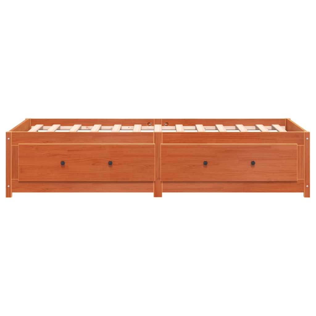 Day bed without mattress brown wax 80x200 cm solid pine wood