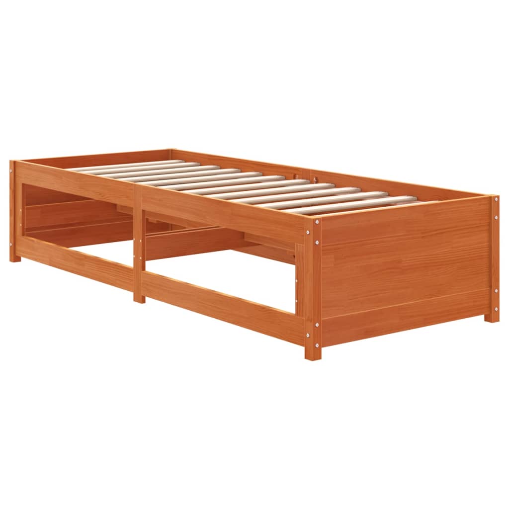 Day bed without mattress brown wax 80x200 cm solid pine wood