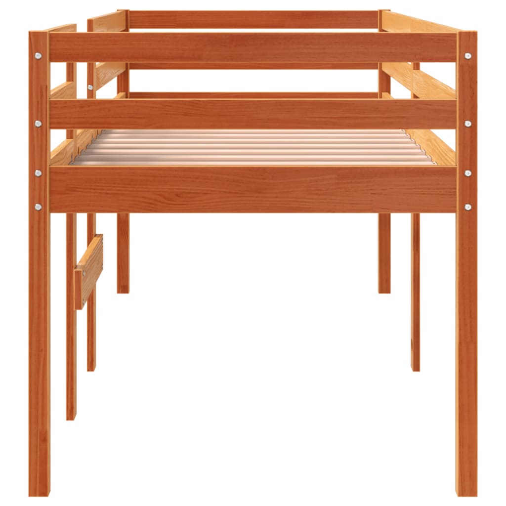 Brown wax high bed 90x190 cm solid pine wood