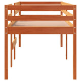 Brown wax high bed 90x190 cm solid pine wood