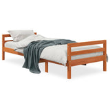 Bed frame without mattress brown wax 90x200 cm solid pine wood